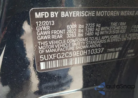 2014 BMW X6 xDrive35I from USA, damaged, VIN 5UXFG2C59E0H10337